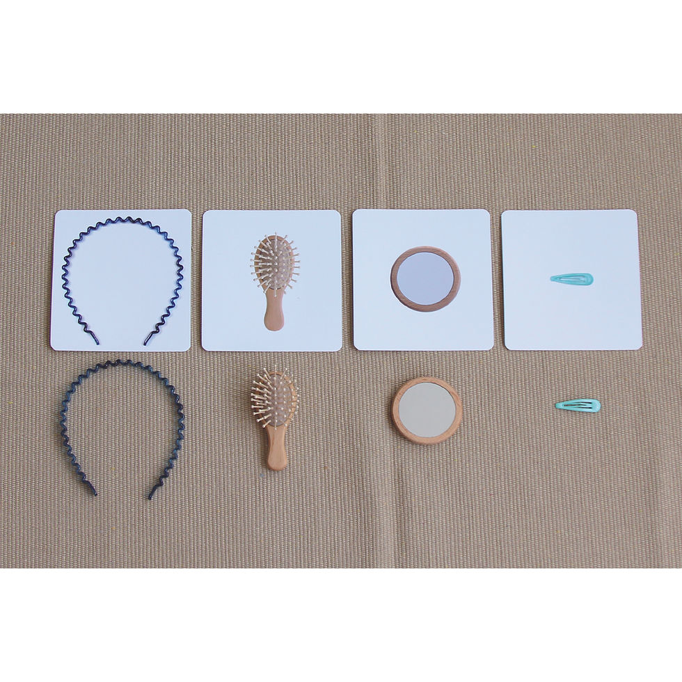 Thumbnail: Objects with Identical Cards - Hair Accessories Montessori Language Activity Set