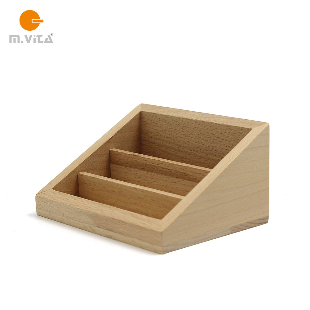 Wooden Three-part Cards Holder
