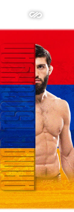 Poster d’Arman Tsarukyan, combattant UFC et lutteur RAF d’origine arménienne, avec un visuel représentant l’Arménie, créé par Dimi Pixels, graphiste freelance spécialisé en design sportif.