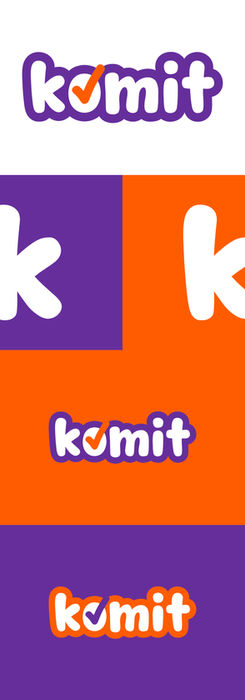 Logo et identité visuelle de Komit, application de développement personnel créée par deux étudiants de Namur, conçus par Dimi Pixels, graphiste freelance.