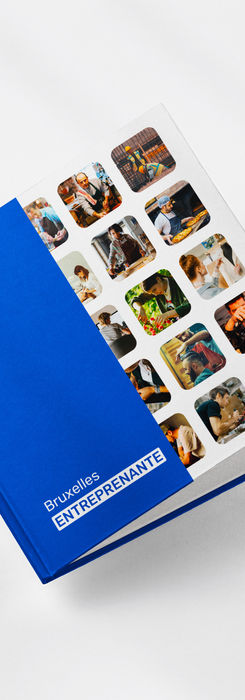 Couverture de catalogue premium présentant plusieurs secteurs d’activité dans une composition professionnelle et élégante, conçue par Dimi Pixels, graphiste freelance.