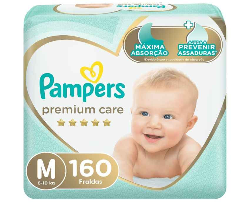 Fralda Pampers Premium Care M - 160 fraldas