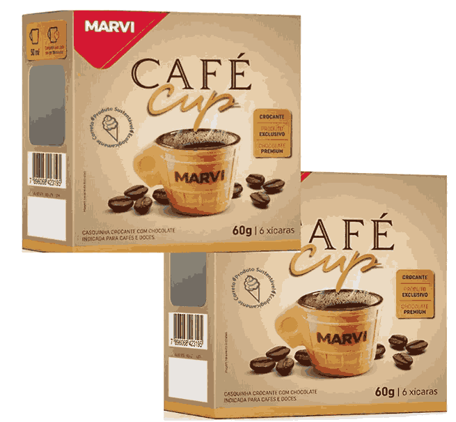 Kit 02 caixas Xícara Casquinha com Chocolate Café Cup c/12