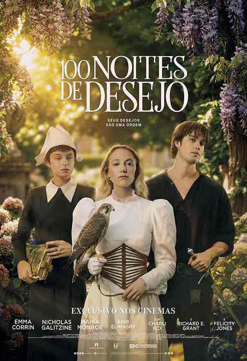 Paris Filmes divulga cartaz e trailer de “100 Noites de Desejo”, filme estrelado por Emma Corrin, Nicholas Galitzine e Maika Monroe