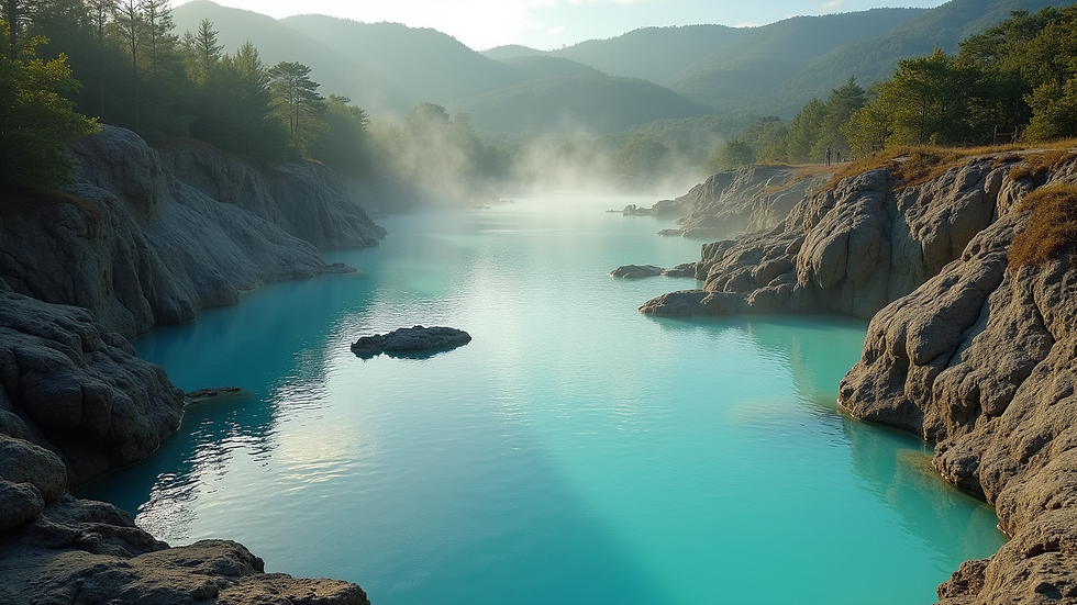 High angle view of thermal springs pools in San Juan Cosalá