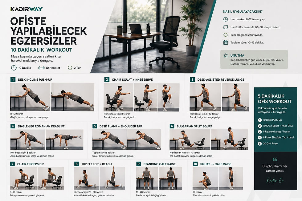 Ofiste Yapılabilecek Egzersizler: Masa Başında Çalışanlar İçin 10 Dakikalık Workout