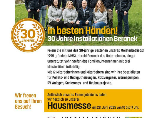 30 Jahre Installationen Beranek: Einladung zur Hausmesse