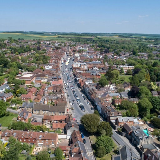 Birds eye view of Marlborough high street
