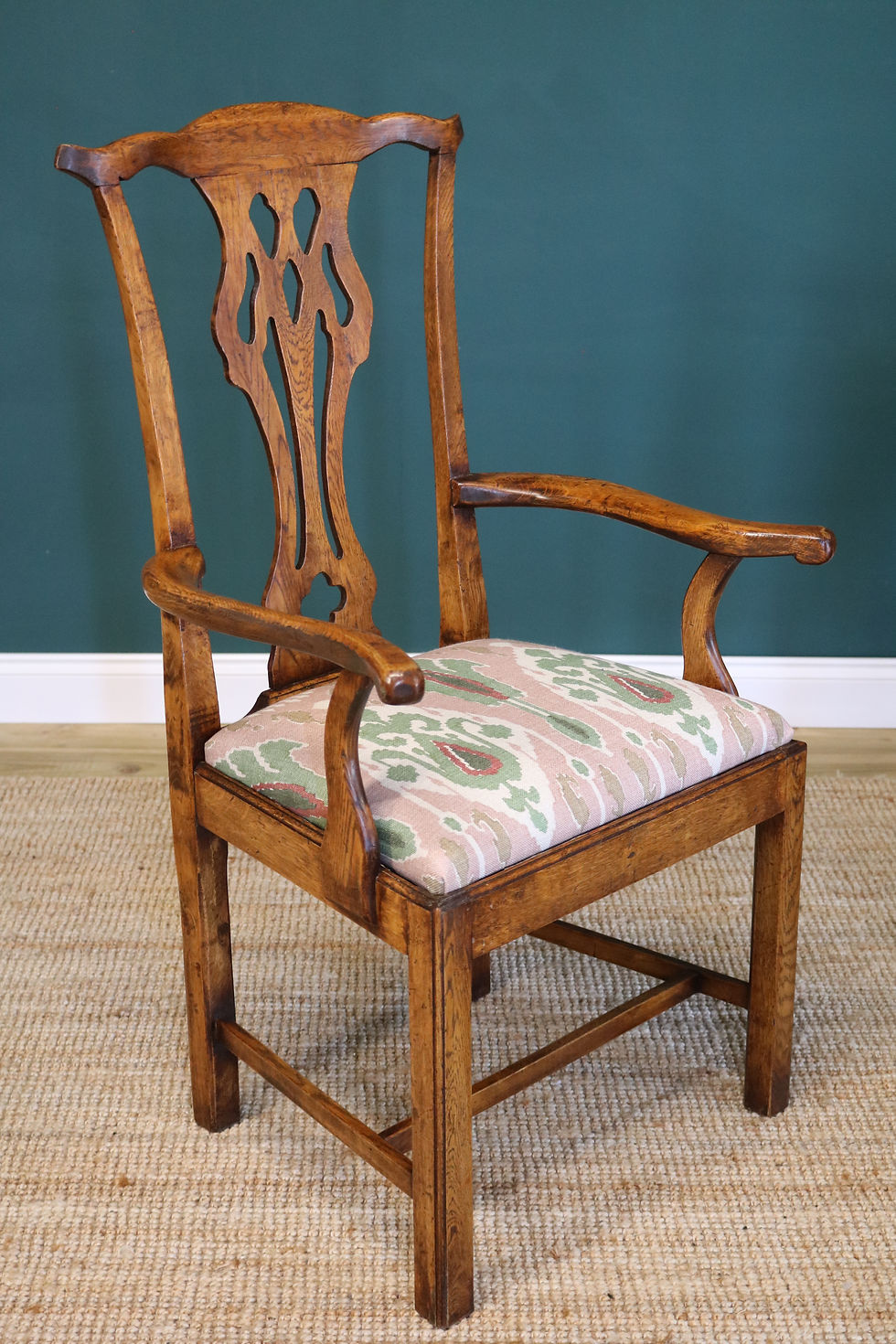 Thumbnail: set of eight oak dining chairs, in Chippendale taste