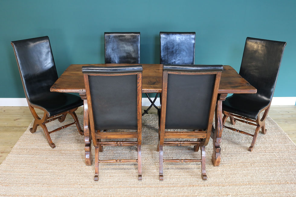 Thumbnail: set of six Spanish slipper chairs by Pierre Lottier