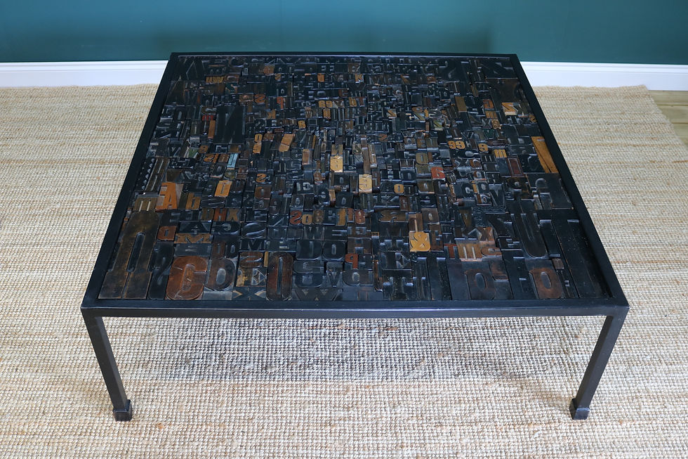 Thumbnail: Large Coffee table with vintage print block
