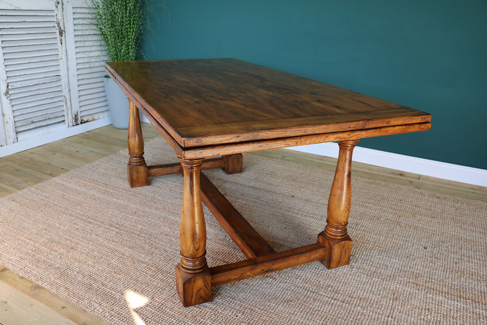 Thumbnail: Extendable Oak Refectory Style Table With Leaves