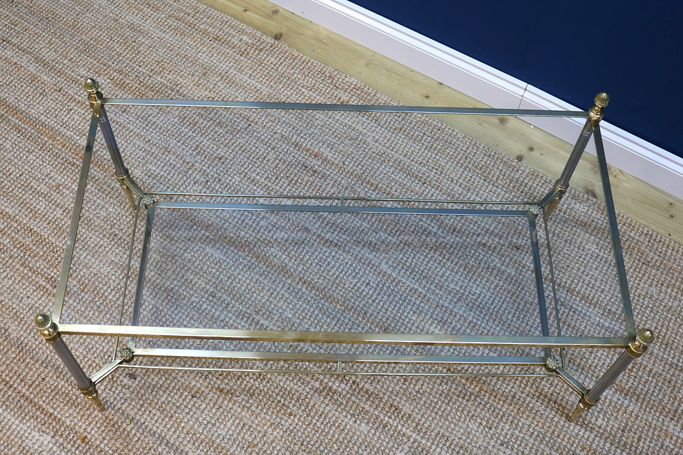 Thumbnail: Mid-century Coffee Table by Maison Jansen, Bronze, Glass