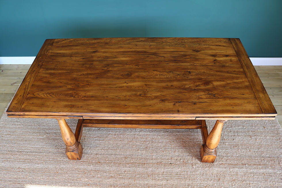 Thumbnail: Extendable Oak Refectory Style Table With Leaves
