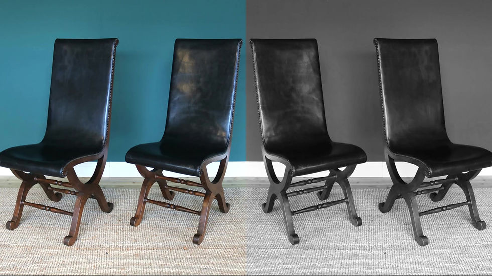Thumbnail: set of six Spanish slipper chairs by Pierre Lottier