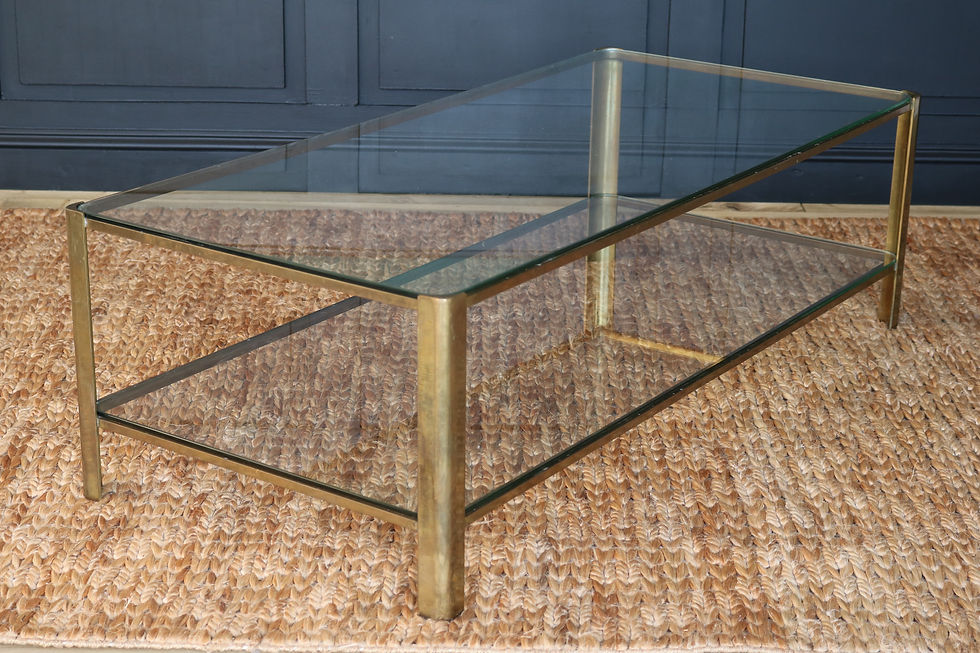 Thumbnail: Two-tier bronze  coffee table designed by Jacques Quinet.