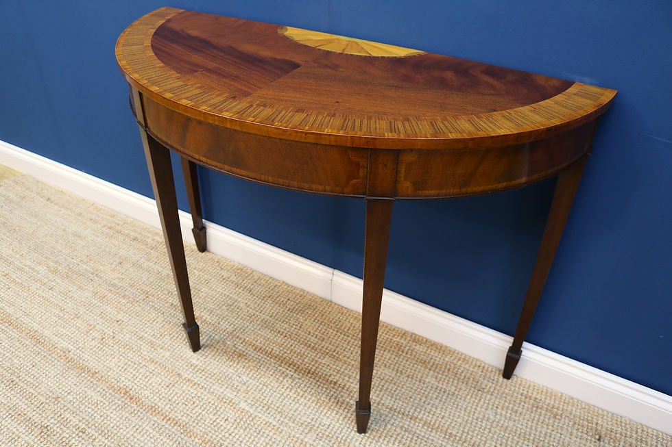 Thumbnail: Pair of 1920 demi-lune side tables