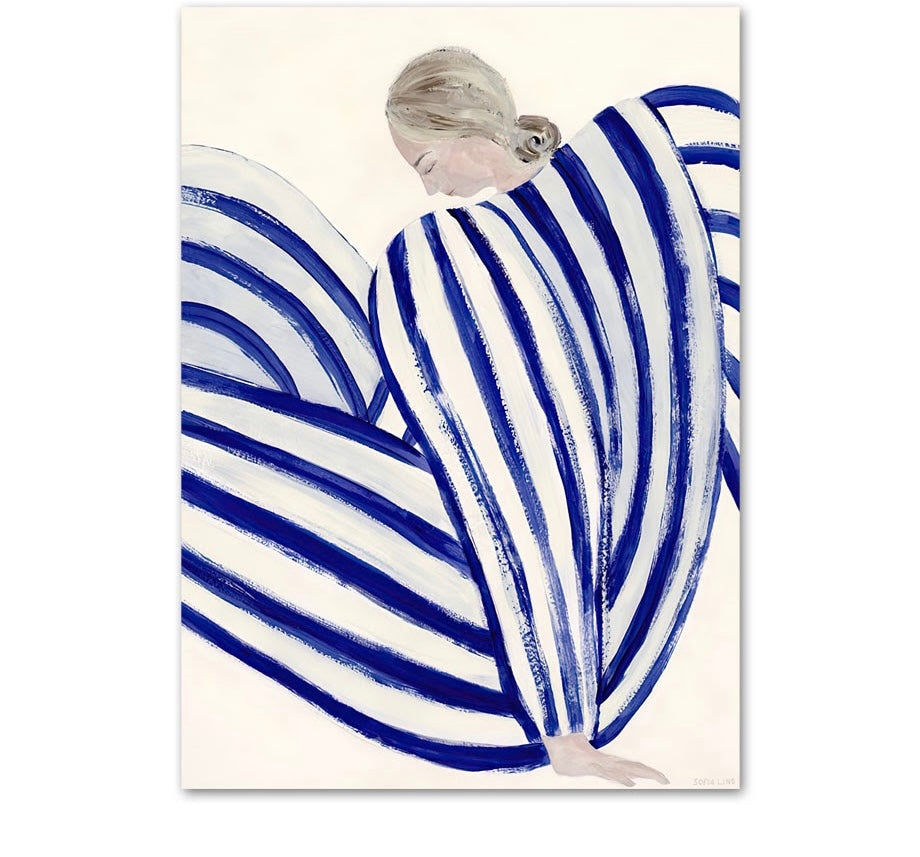 תמונה של הדפס Women in Blue & White