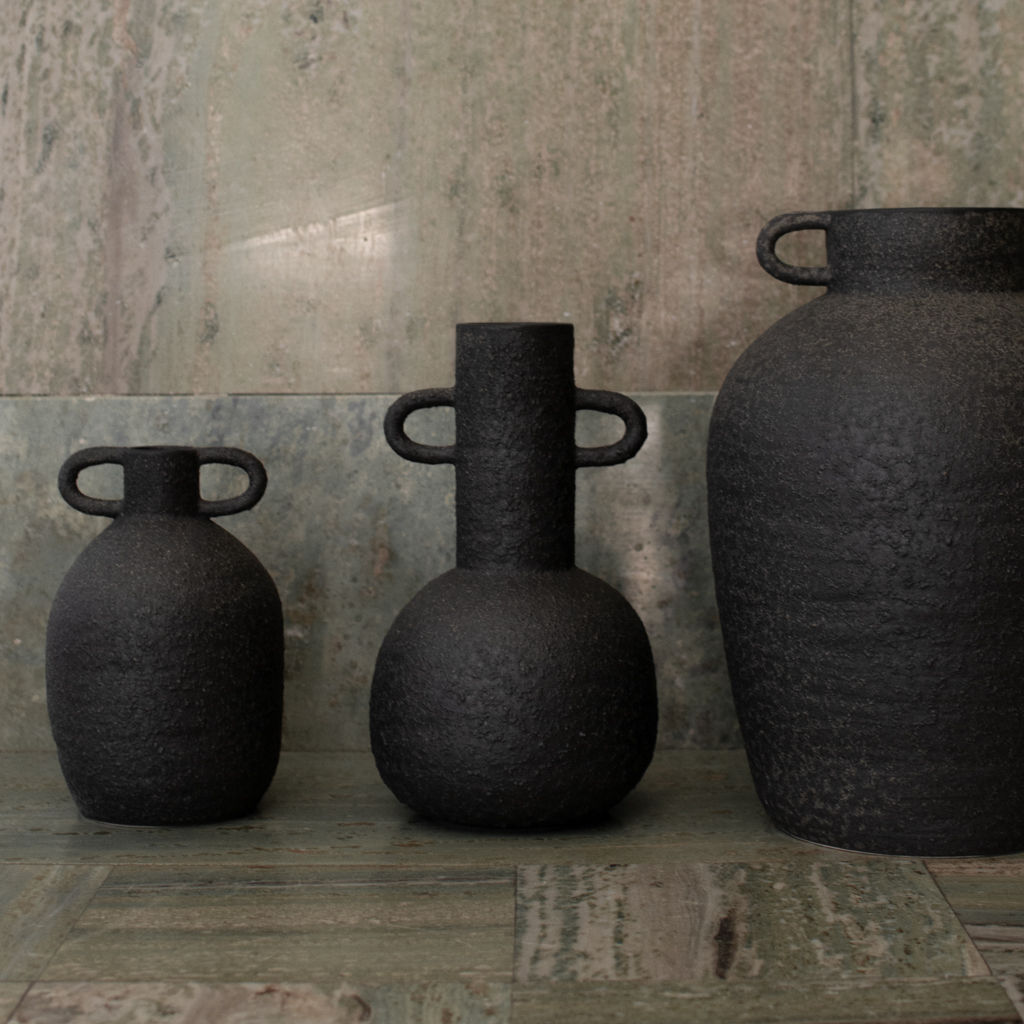 אגרטל חרס שחור אפרפר long