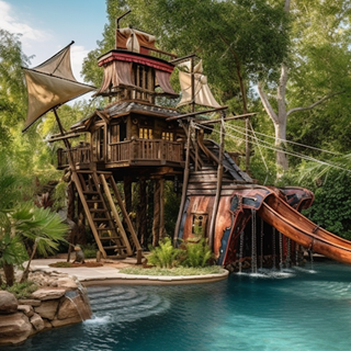 FEC, theme parks, waterfall & rockwall