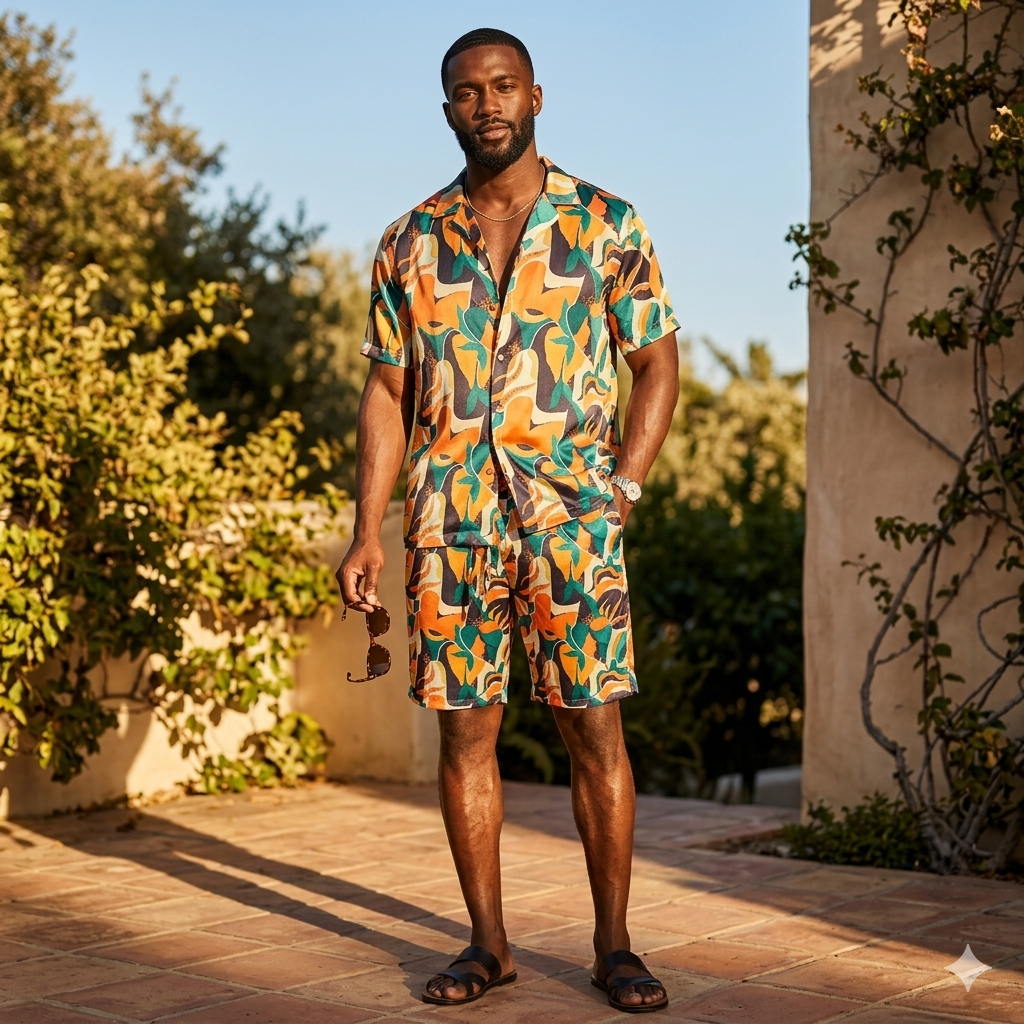 Orange/Green Short Set