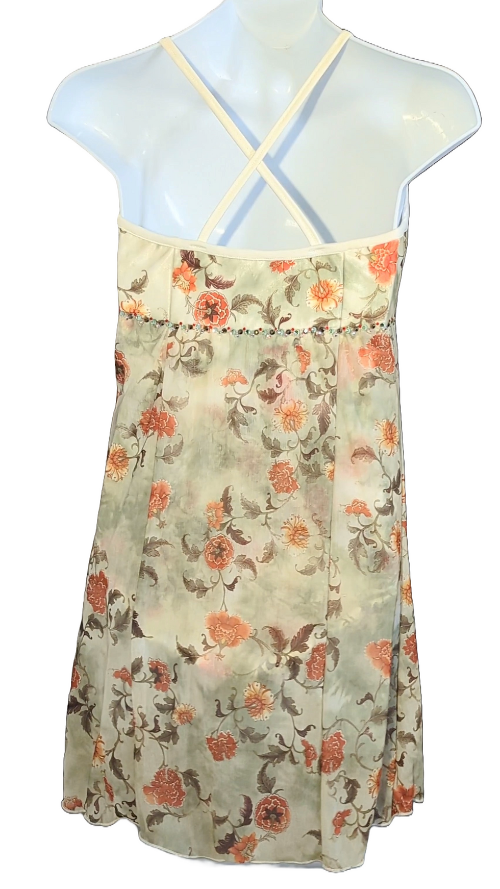 Thumbnail: Green/Cream/Orange Floral Print Skating Dress