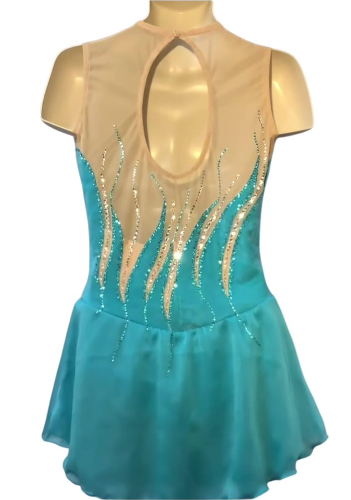 Thumbnail: Turquoise Skating Dress with Chiffon skirts