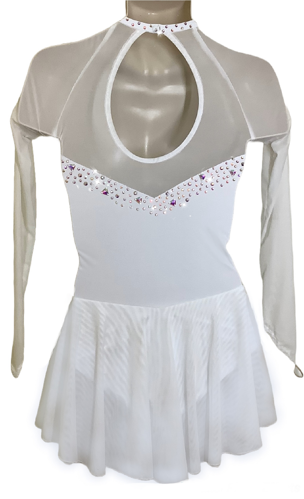 Thumbnail: 12 Colours Raglan-Cut Figure skating dress with AB Rhinestones