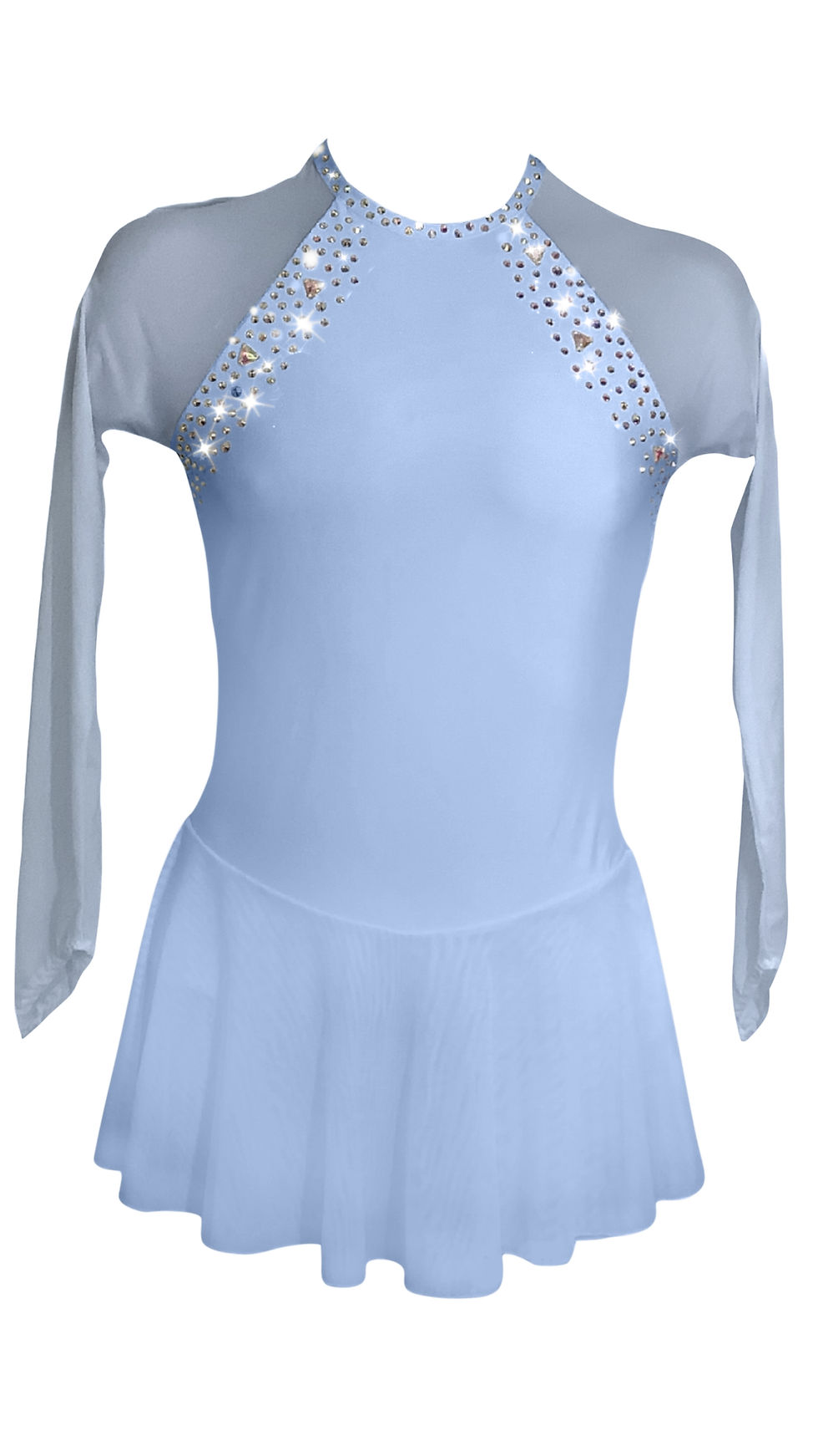 Thumbnail: 12 Colours Raglan-Cut Figure skating dress with AB Rhinestones