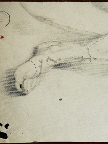 Studie . Bleistift, Aquarell in Sepia und rot . 55 x 34 cm . Ende der 70er Jahre
