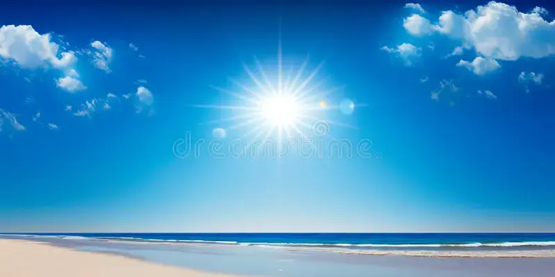 bright-sun-blue-sky-over-sandy-beach-