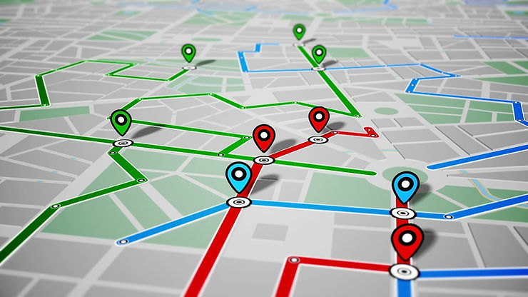 map showing delivery men location