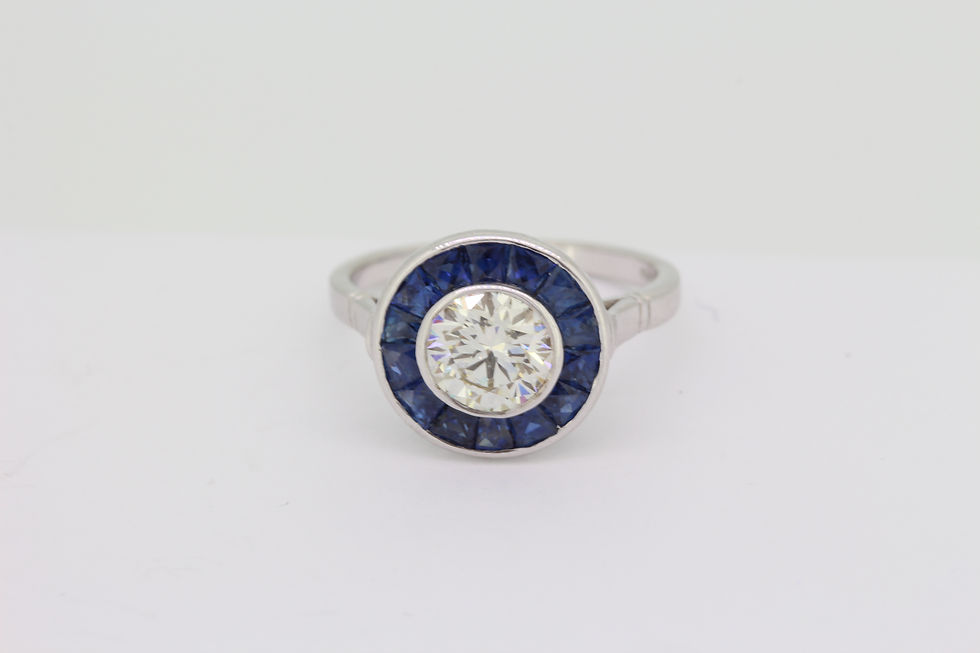 Thumbnail: Sapphire and diamond target ring centre D1.21cts