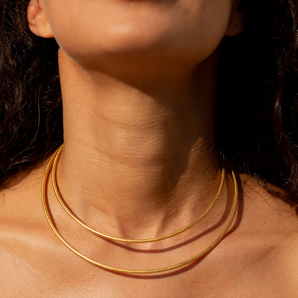 Miniature : Collier choker double  plaqué or gold plated
