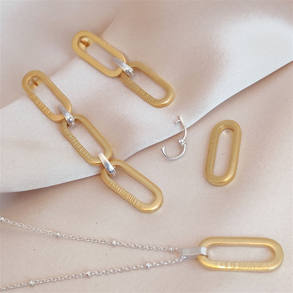 Thumbnail: Boucles d'oreilles modulables or et argent fabriquées à Bruxelles