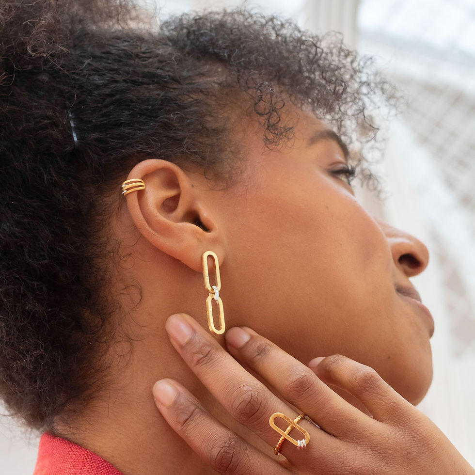 Miniature : Ear cuff manchette d'oreille plaqué or et argent fabriquée à Bruxelles