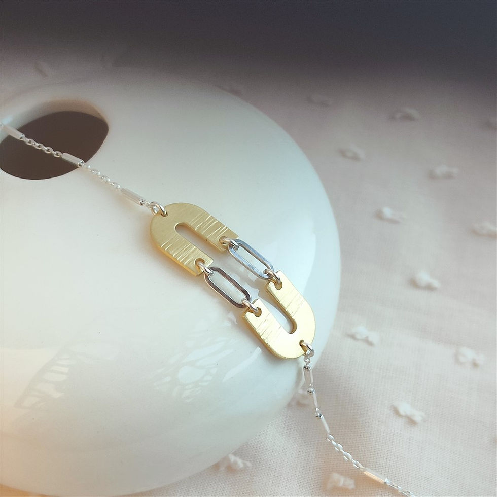 Miniature : bracelet bicolore argent et or