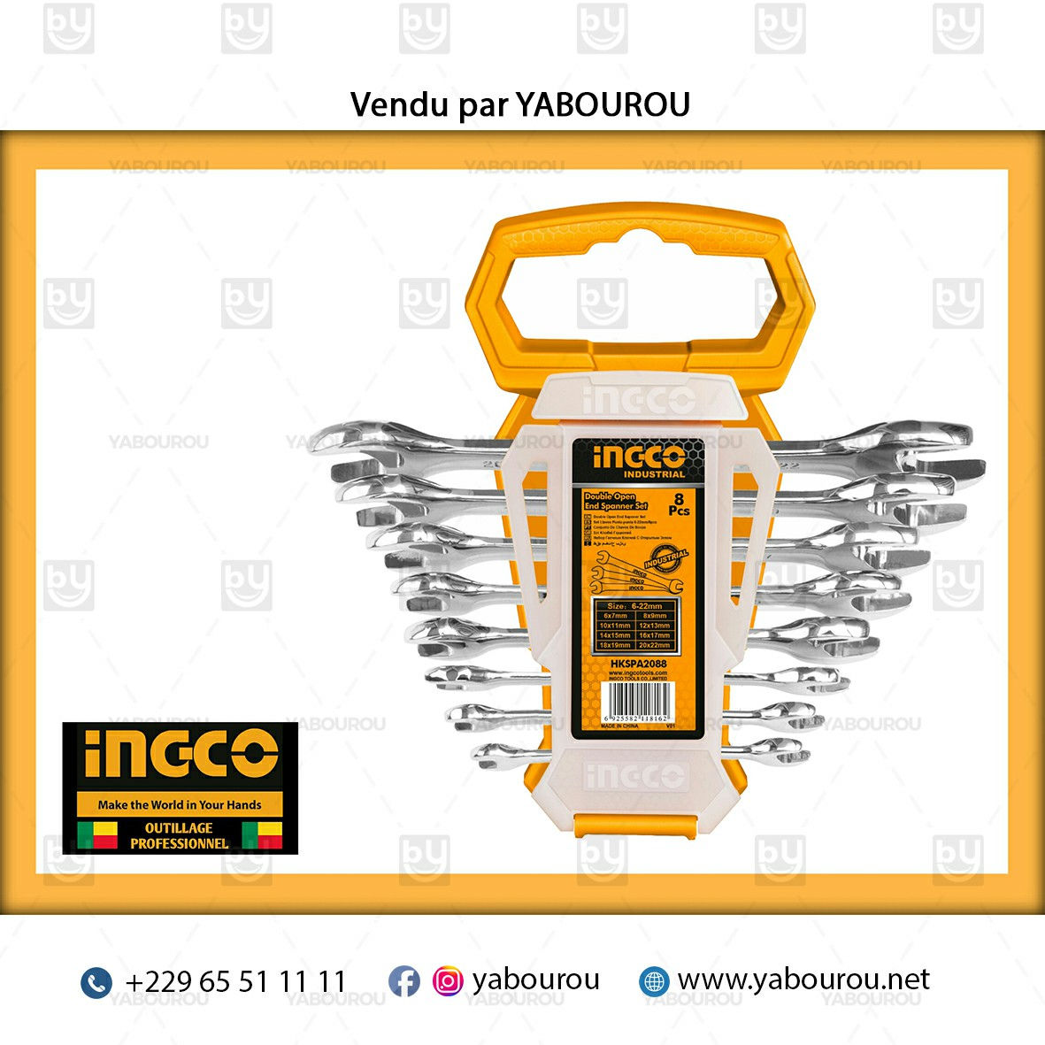 JEU DE 8 CLES PLATE 06-22MM HKSPA2088