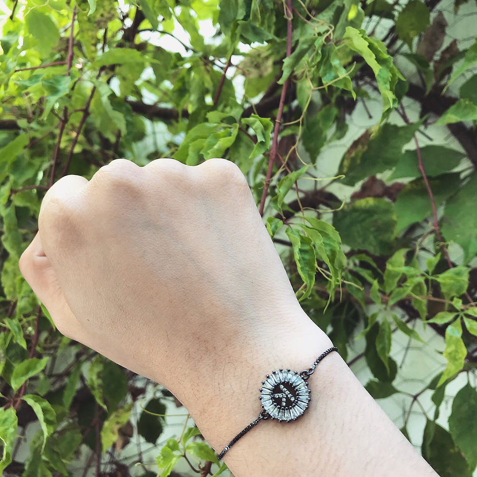 Miniatura: Pulsera inicial zirconia negro