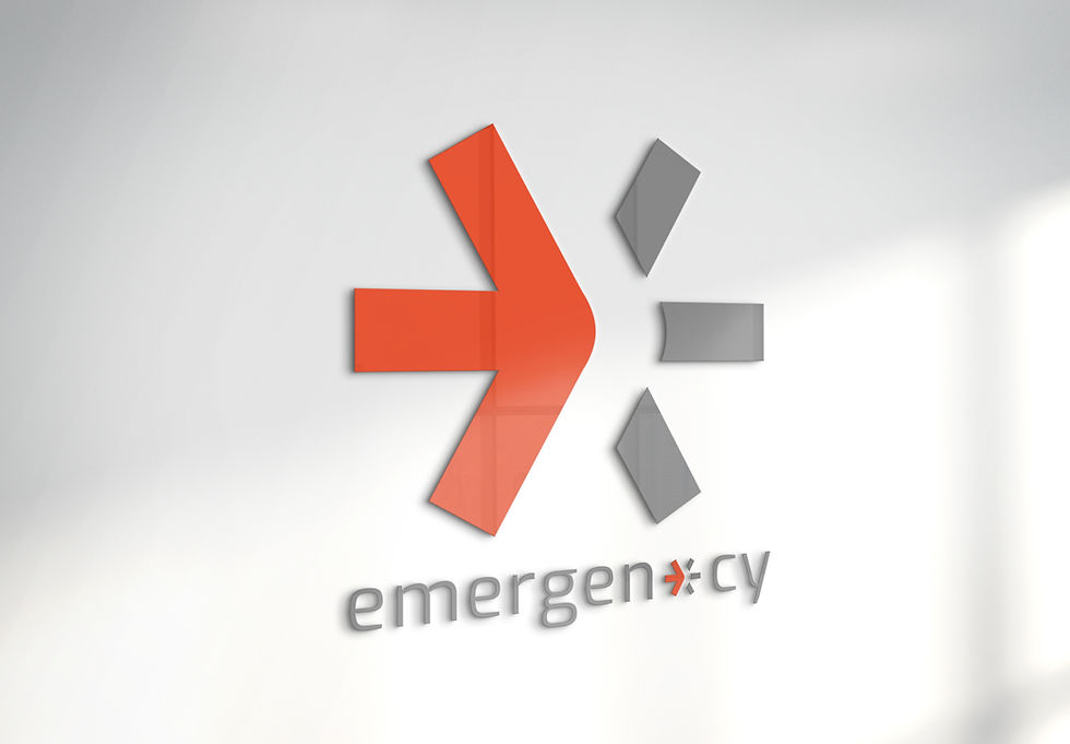 Emergency logo design applied to wall structure object design by Stubbrn Agency