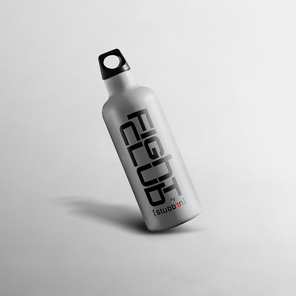 Fight club logo design applied to stainless sport bottle by Stubbrn Agencye