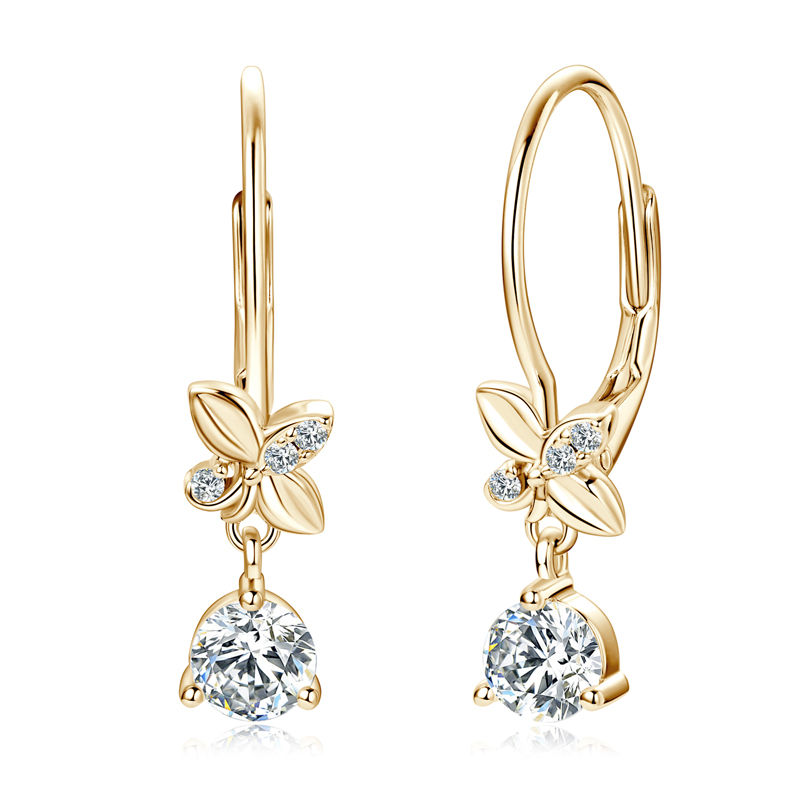 Moissanite Clover Drop Earrings 925 Silver