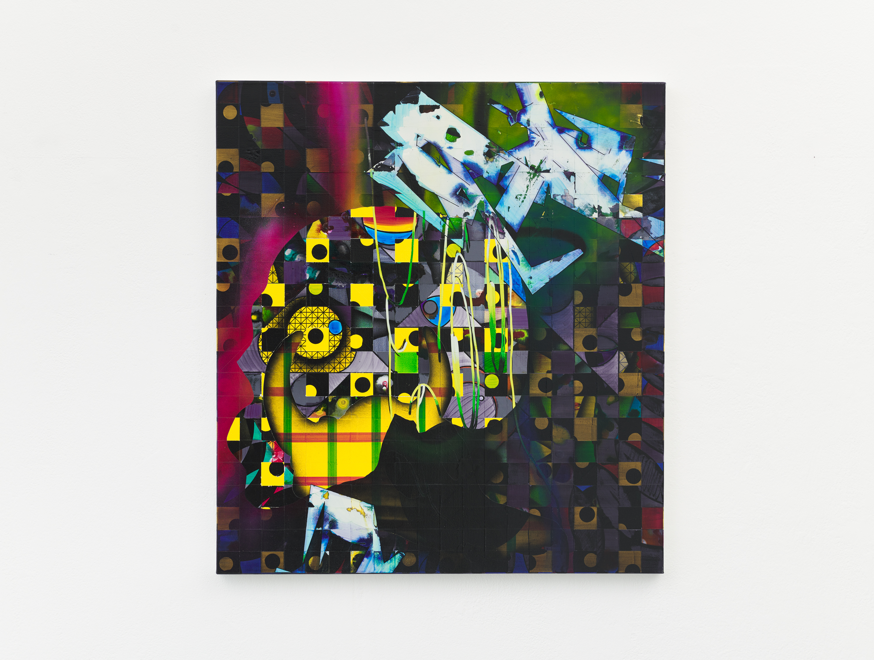 multistable, Acrylic, vinyl and pigment marker on canvas, 110 x 100 x 4.5 cm. Photo: Kai Werner Schmidt