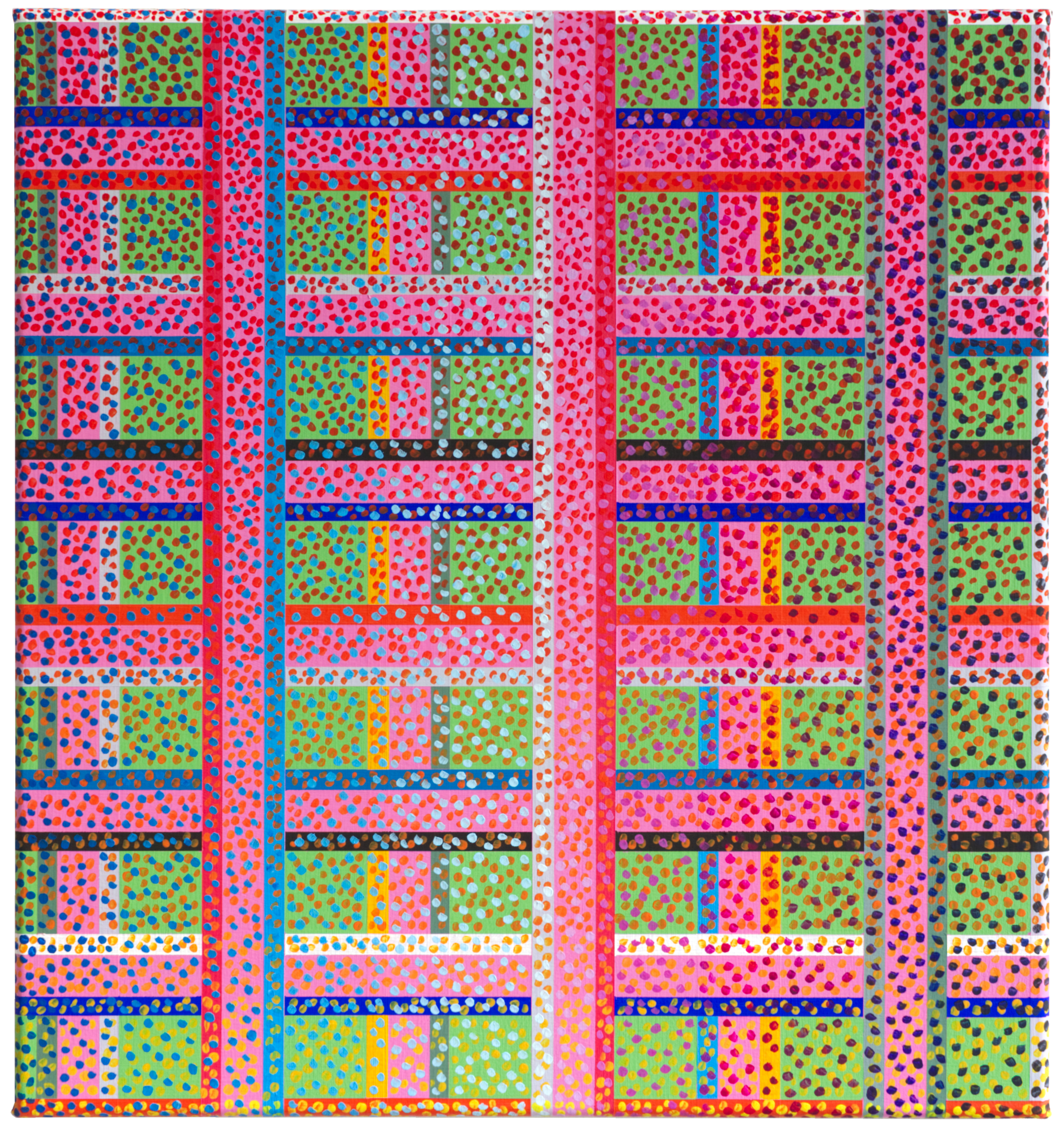 AIR BETWEEN BARS, Acrylic and vinyl on canvas, 48 x 45 x 1.8 cm