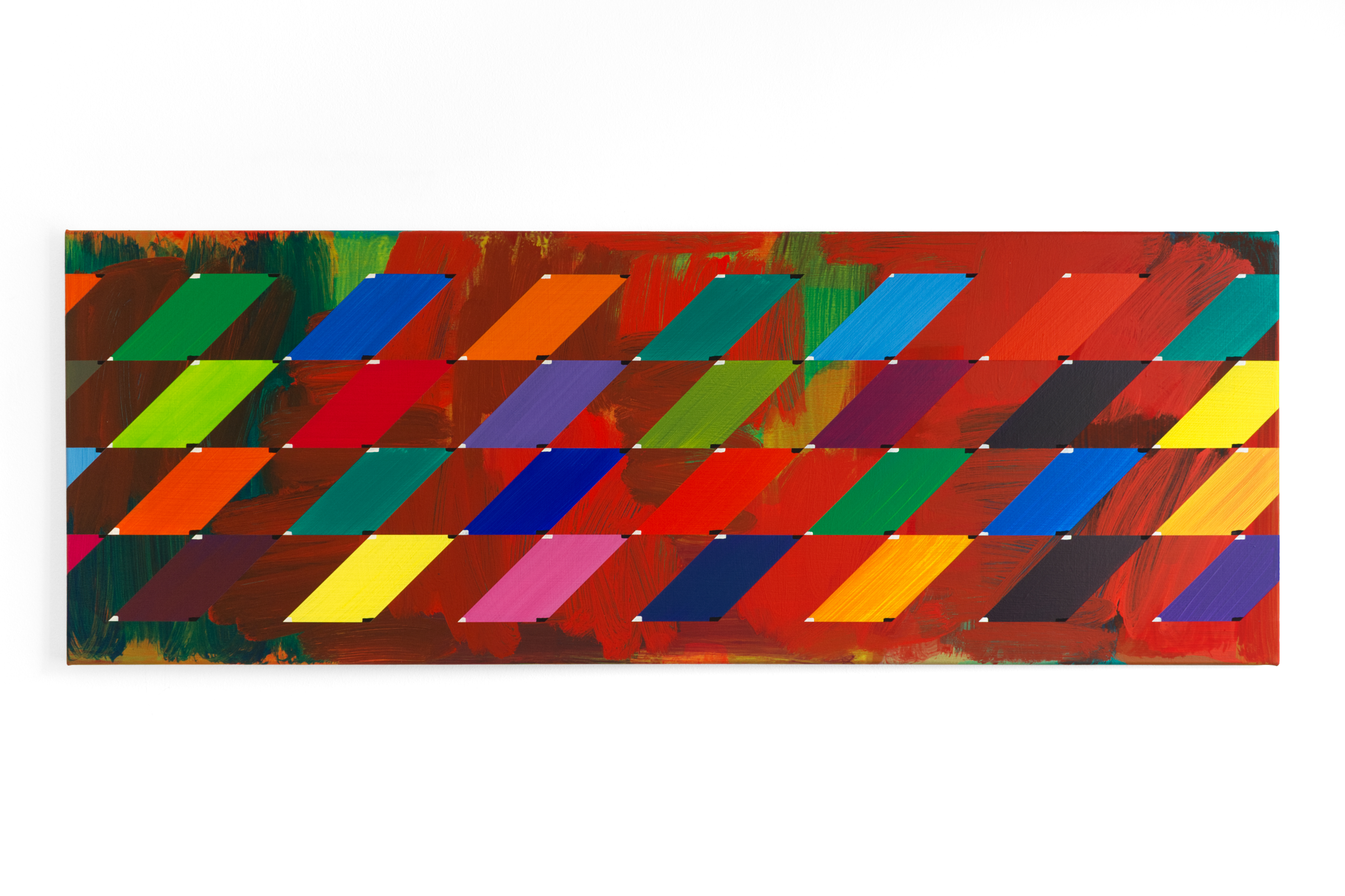 GRID POSITION, Acrylic and vinyl on canvas, 50 x 140 x 1.8 cm