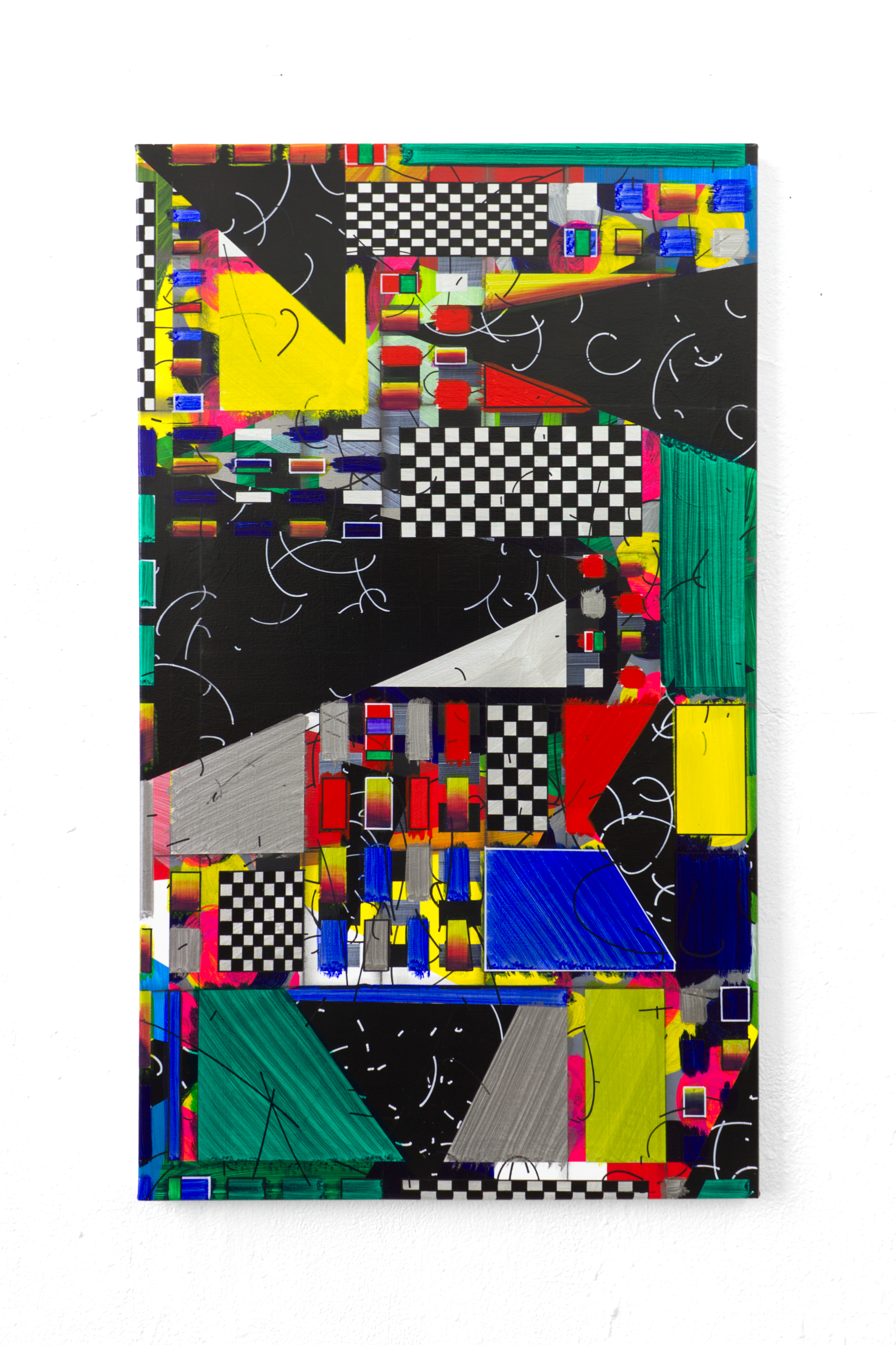 MODULAR BOUTIQUE, Acrylic, vinyl, pigment marker and graphite on canvas, 105 x 61 x 1.8 cm