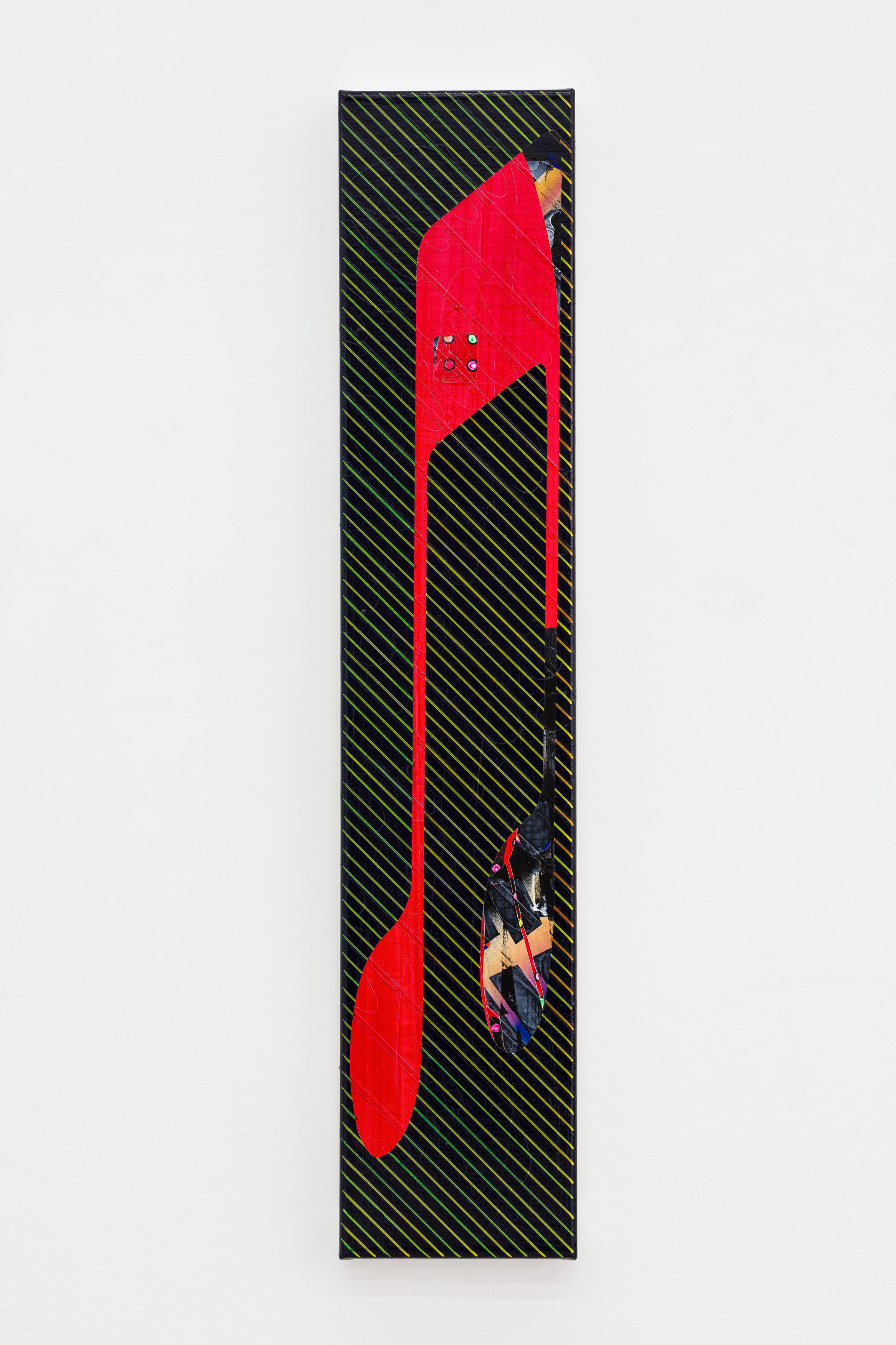 Tunes, Acrylic and pigment marker on canvas, 100 x 20 x 4 cm. Photo: Johannes Bendzulla