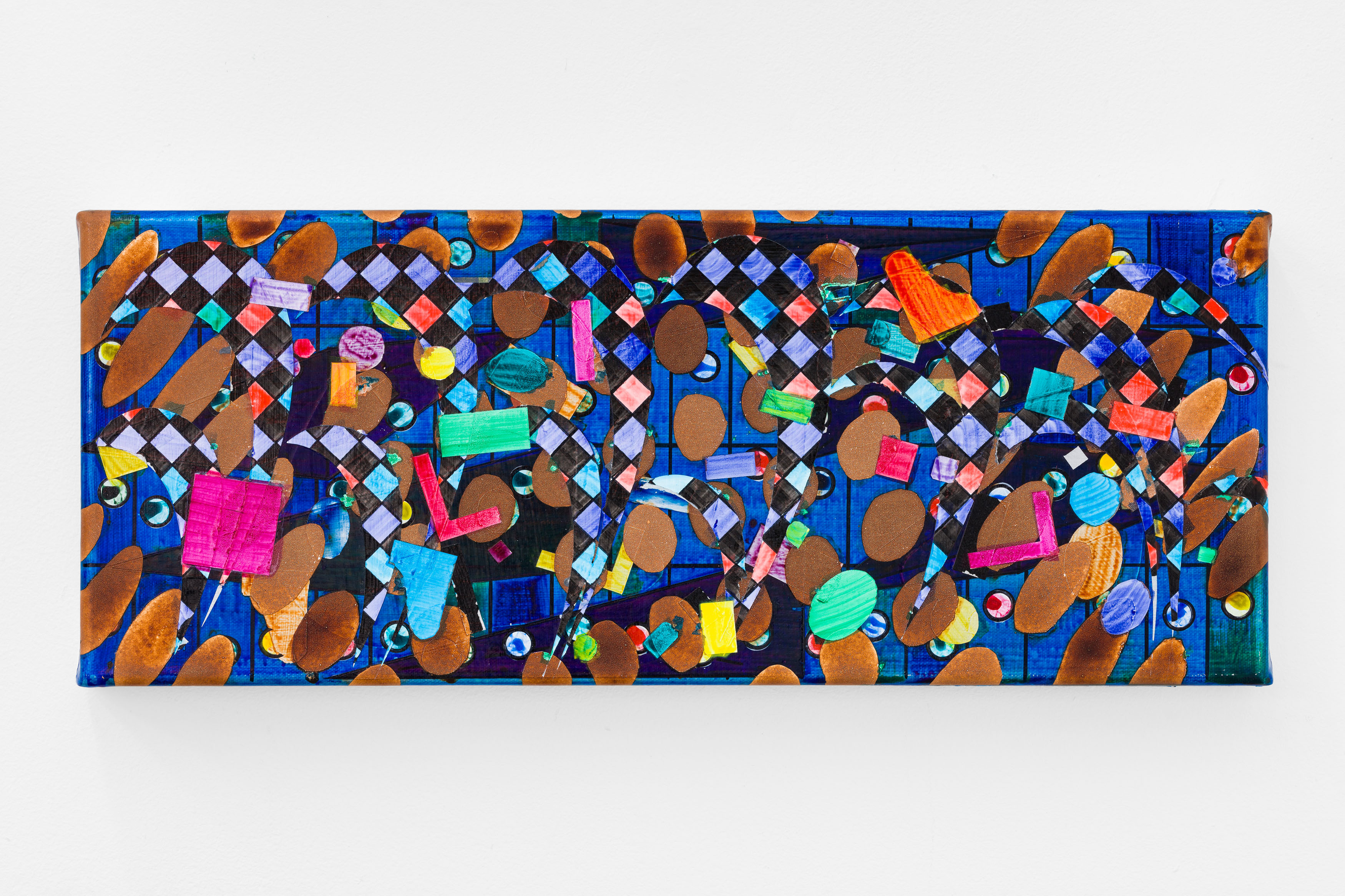 DAW, Acrylic and pigment marker on canvas, 20 x 50 x 4 cm. Photo: Johannes Bendzulla