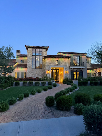 A house with well-lit exteriors.