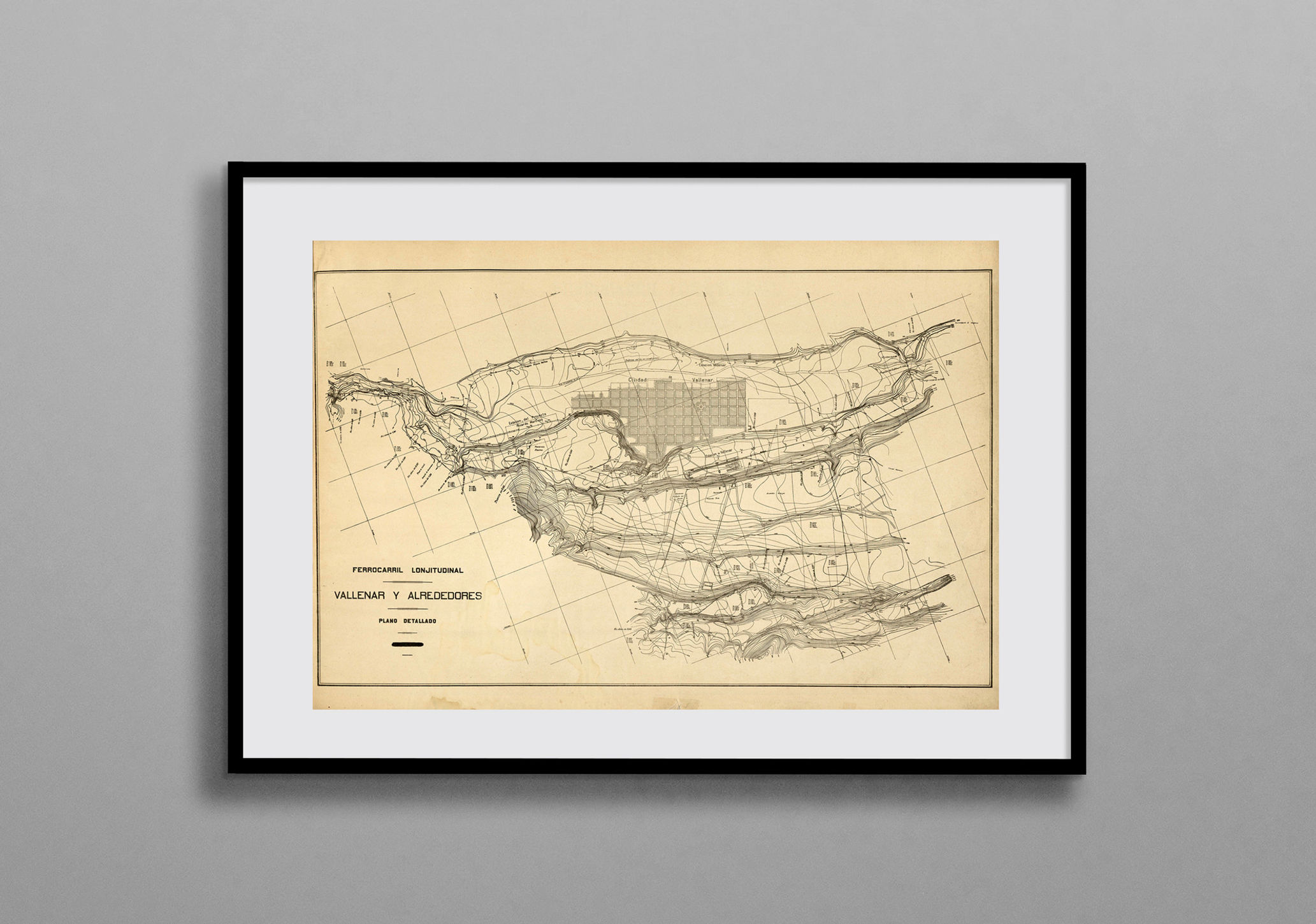 Mapa "Vallenar y Alrededores", Ferrocarril Longitudinal, formato 56x37 cms.
